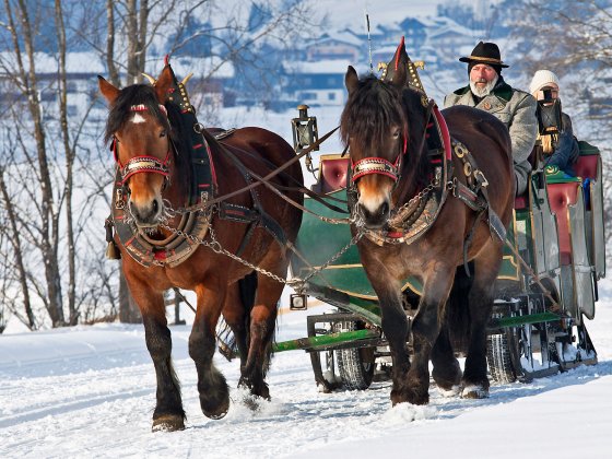 hotel romantik zillertal tirol winter pferdekutsche